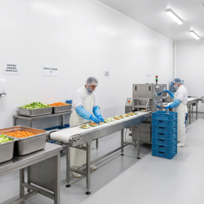 FRP-wandafwerking-systeem-foodproductie Hygiënisch FRP-wandafwerking systeem foodproductie