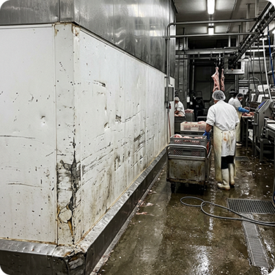 industriële slachterij krassen deuken sandwichpanelen