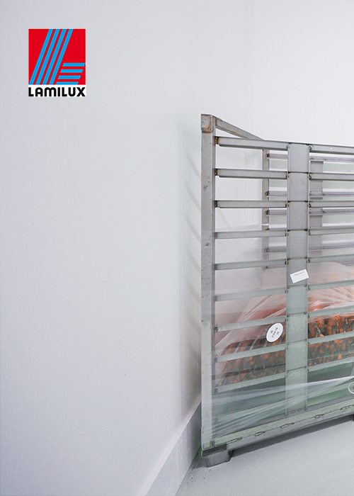 FRP wandafwerking zwart wit haccp foodsafe Lamilux embossed