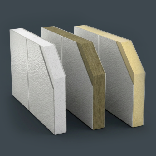sandwichpanelen-FRP-eps-pir-glaswol-hygienisch Sandwichpanelen met FRP-afwerking — EPS, PIR en glaswol uitvoering