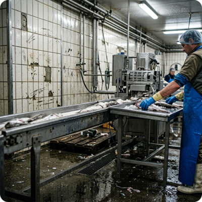 Visverwerking schade tegelwand