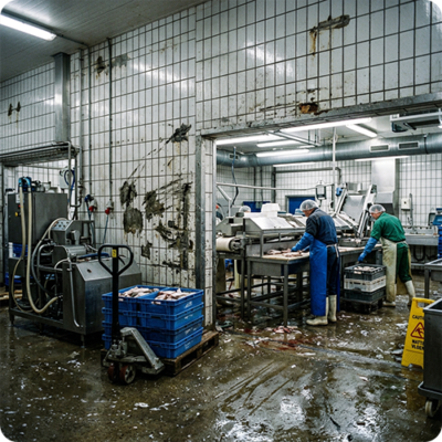 Visverwerking schade tegelwand