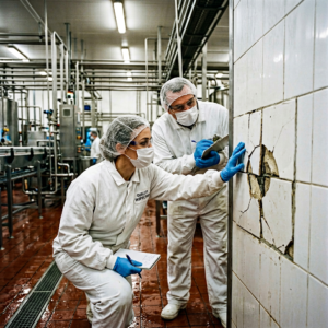 Probleem zone inspectie audit tegels gebarsten