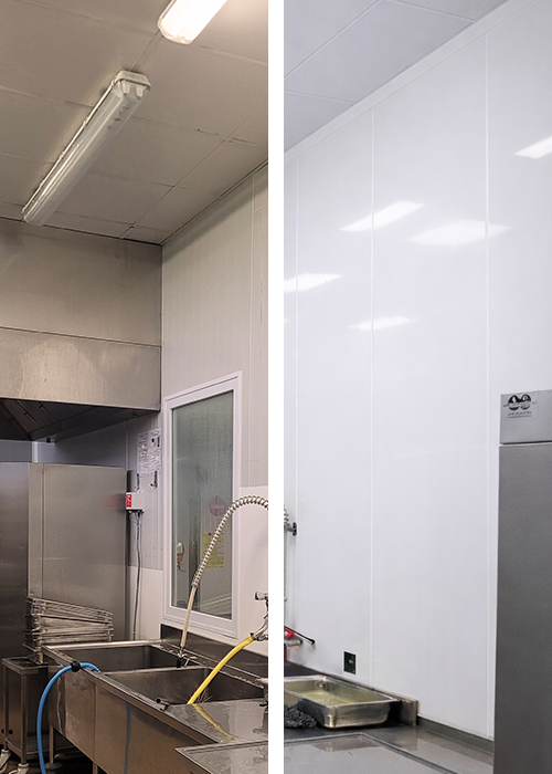 FRP wandafwerking systeem plafond zwart wit haccp foodsafe